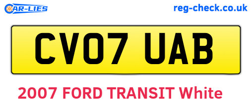 CV07UAB are the vehicle registration plates.