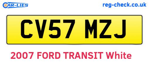 CV57MZJ are the vehicle registration plates.