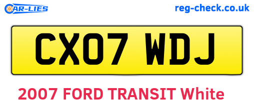 CX07WDJ are the vehicle registration plates.