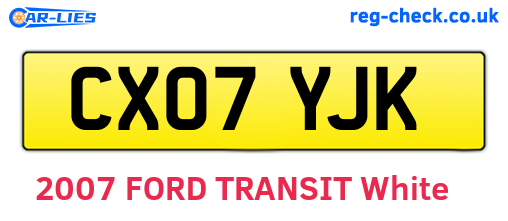 CX07YJK are the vehicle registration plates.