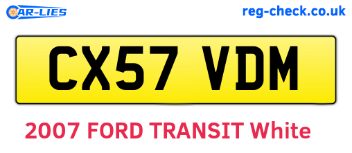 CX57VDM are the vehicle registration plates.