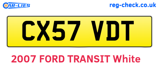 CX57VDT are the vehicle registration plates.