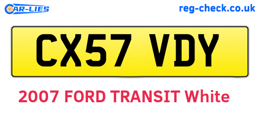 CX57VDY are the vehicle registration plates.