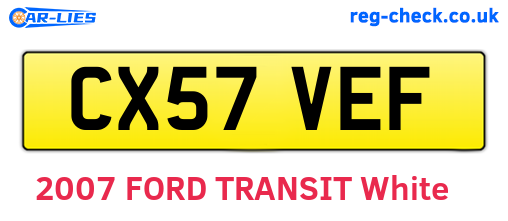 CX57VEF are the vehicle registration plates.