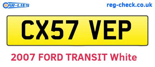 CX57VEP are the vehicle registration plates.