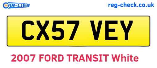 CX57VEY are the vehicle registration plates.