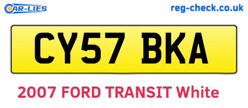 CY57BKA are the vehicle registration plates.