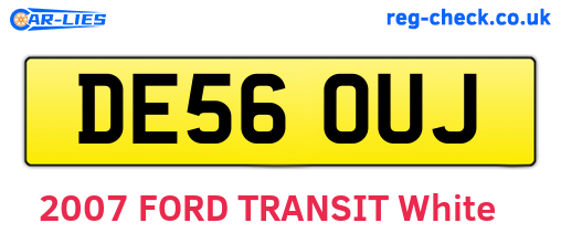 DE56OUJ are the vehicle registration plates.