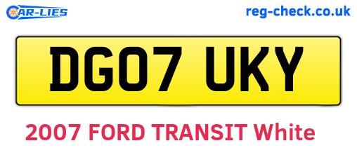 DG07UKY are the vehicle registration plates.