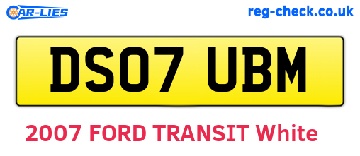 DS07UBM are the vehicle registration plates.
