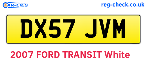 DX57JVM are the vehicle registration plates.