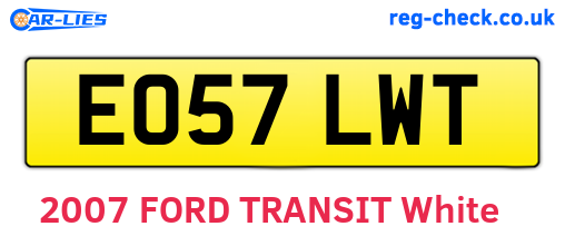 EO57LWT are the vehicle registration plates.