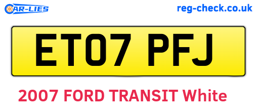ET07PFJ are the vehicle registration plates.