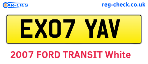 EX07YAV are the vehicle registration plates.