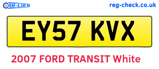 EY57KVX are the vehicle registration plates.