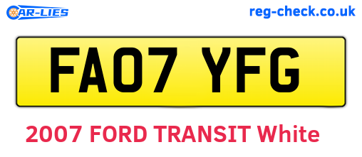 FA07YFG are the vehicle registration plates.