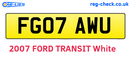 FG07AWU are the vehicle registration plates.