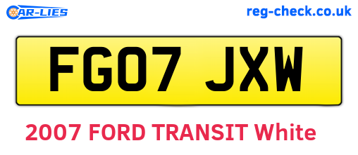 FG07JXW are the vehicle registration plates.