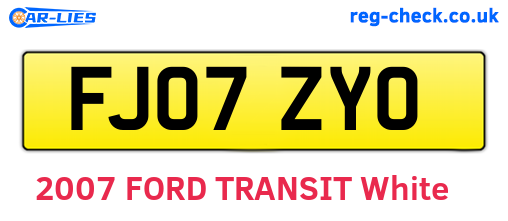 FJ07ZYO are the vehicle registration plates.