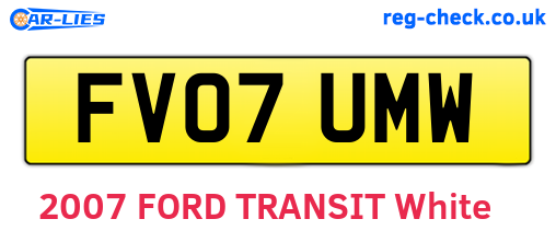 FV07UMW are the vehicle registration plates.