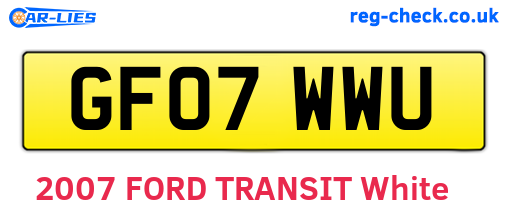 GF07WWU are the vehicle registration plates.