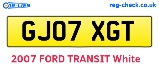 GJ07XGT are the vehicle registration plates.