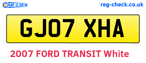 GJ07XHA are the vehicle registration plates.