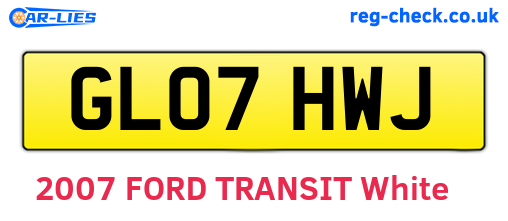 GL07HWJ are the vehicle registration plates.