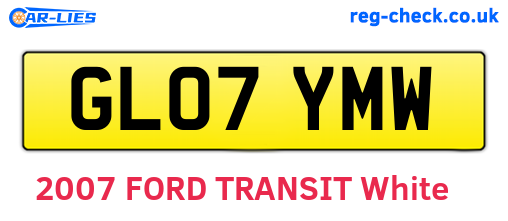 GL07YMW are the vehicle registration plates.