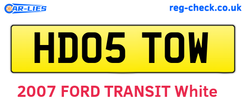 HD05TOW are the vehicle registration plates.
