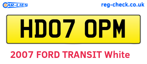 HD07OPM are the vehicle registration plates.