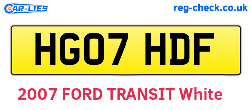 HG07HDF are the vehicle registration plates.