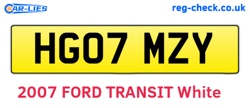 HG07MZY are the vehicle registration plates.