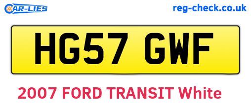 HG57GWF are the vehicle registration plates.