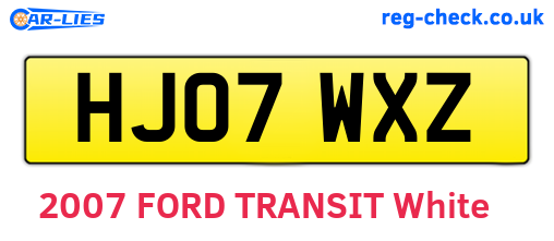 HJ07WXZ are the vehicle registration plates.