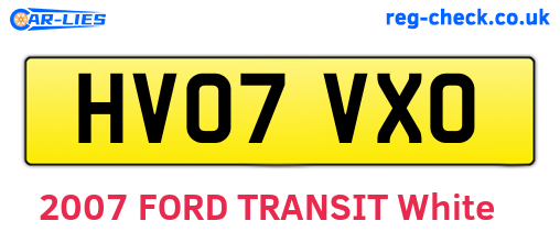 HV07VXO are the vehicle registration plates.