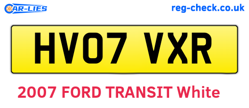 HV07VXR are the vehicle registration plates.