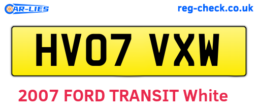 HV07VXW are the vehicle registration plates.