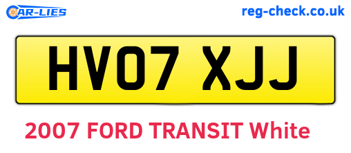 HV07XJJ are the vehicle registration plates.