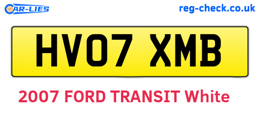 HV07XMB are the vehicle registration plates.