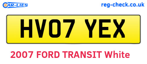 HV07YEX are the vehicle registration plates.