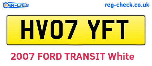 HV07YFT are the vehicle registration plates.