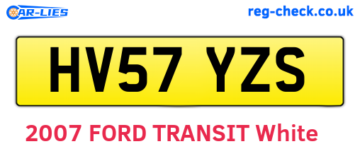 HV57YZS are the vehicle registration plates.