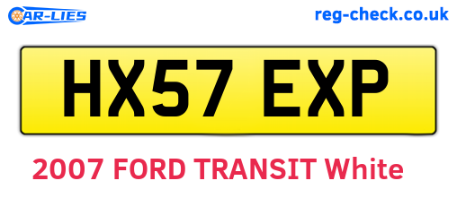 HX57EXP are the vehicle registration plates.