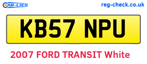 KB57NPU are the vehicle registration plates.
