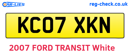 KC07XKN are the vehicle registration plates.