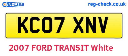 KC07XNV are the vehicle registration plates.