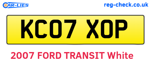 KC07XOP are the vehicle registration plates.