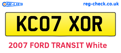 KC07XOR are the vehicle registration plates.