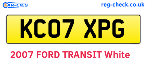 KC07XPG are the vehicle registration plates.